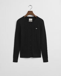 cardigan in maglia di cotone elasticizzato - nero
