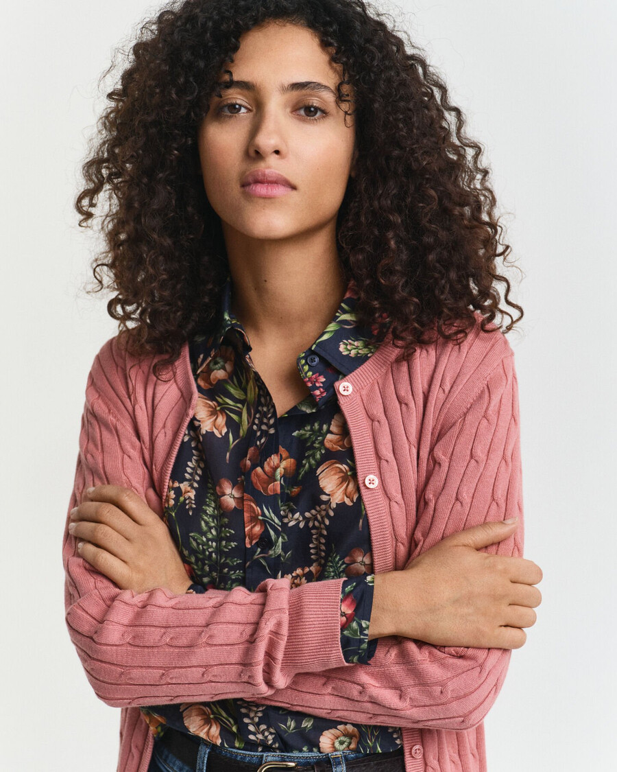 cardigan in maglia di cotone elasticizzato - mattone sbiadito