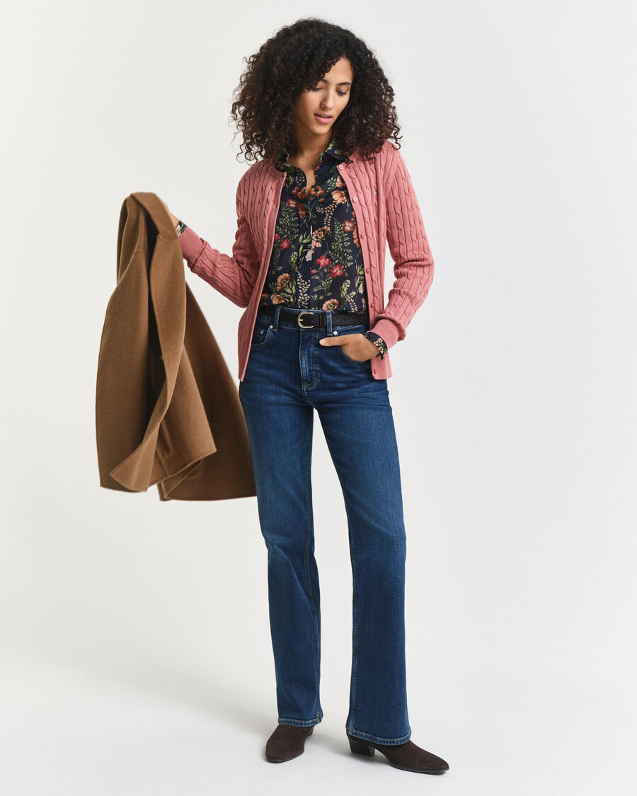 cardigan in maglia di cotone elasticizzato - mattone sbiadito