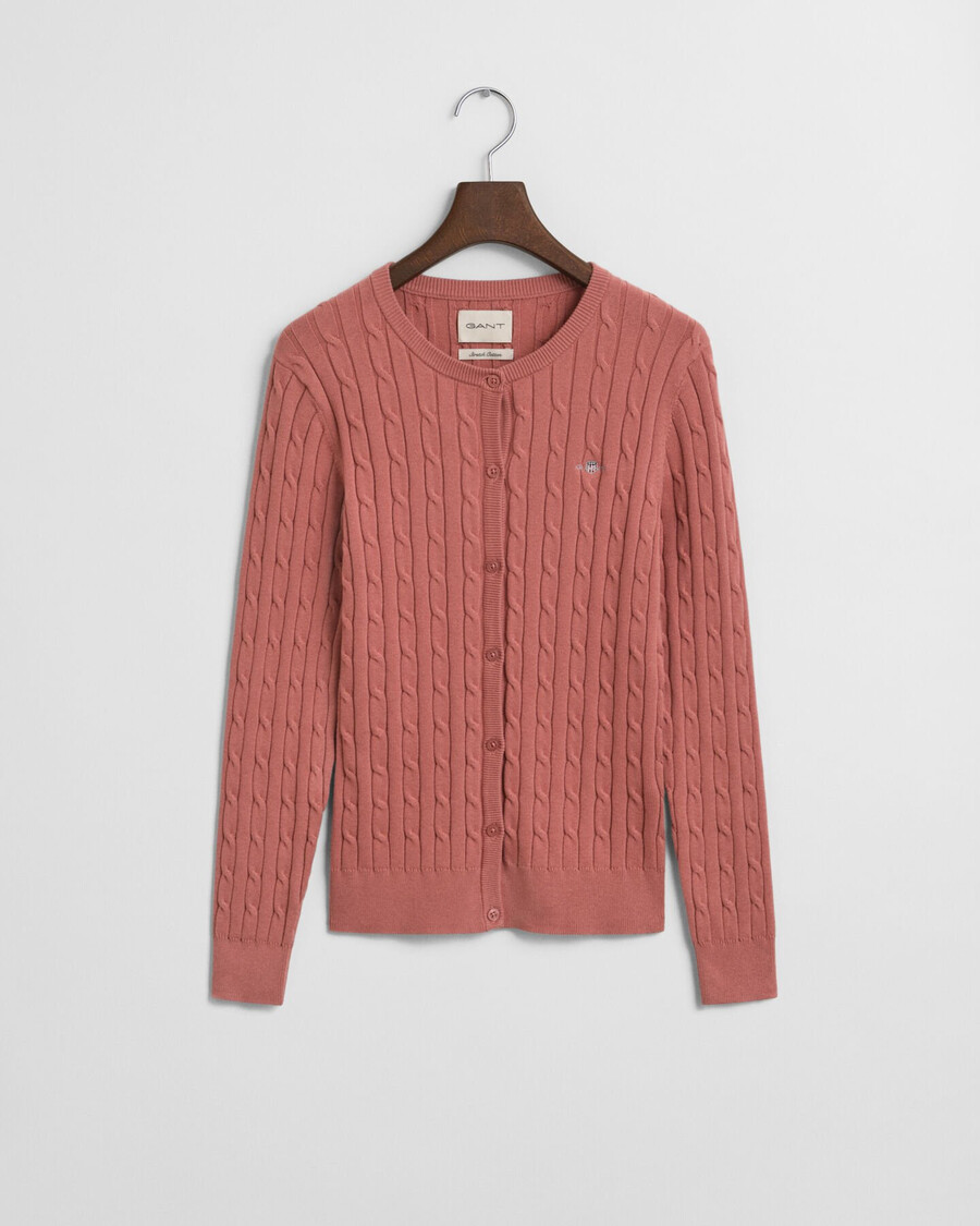 cardigan in maglia di cotone elasticizzato - mattone sbiadito