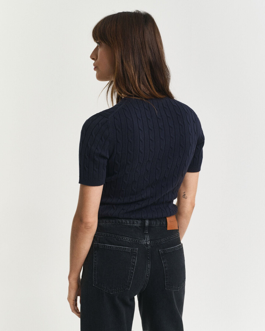 maglione in maglia di cotone elasticizzato - blu sera