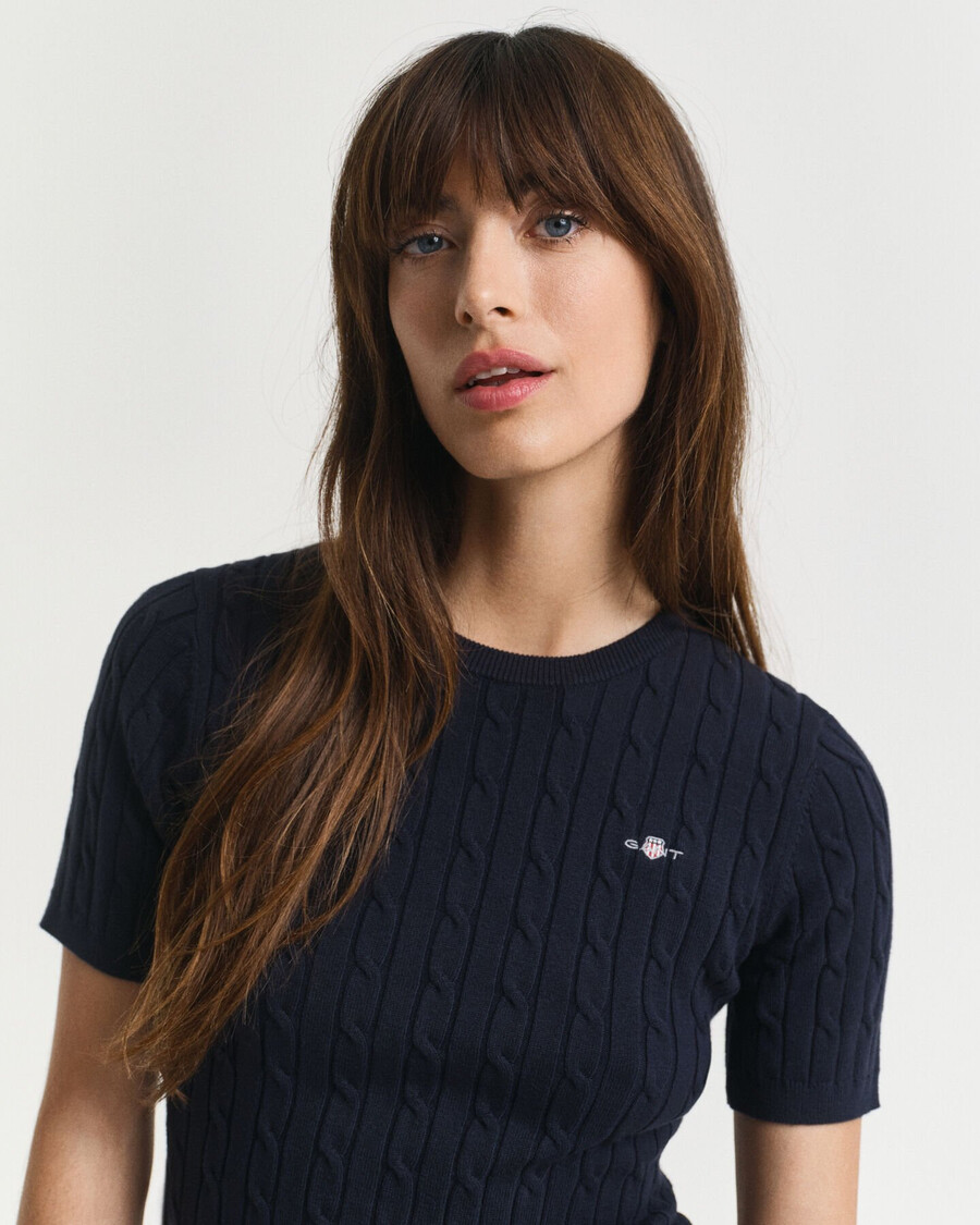 maglione in maglia di cotone elasticizzato - blu sera