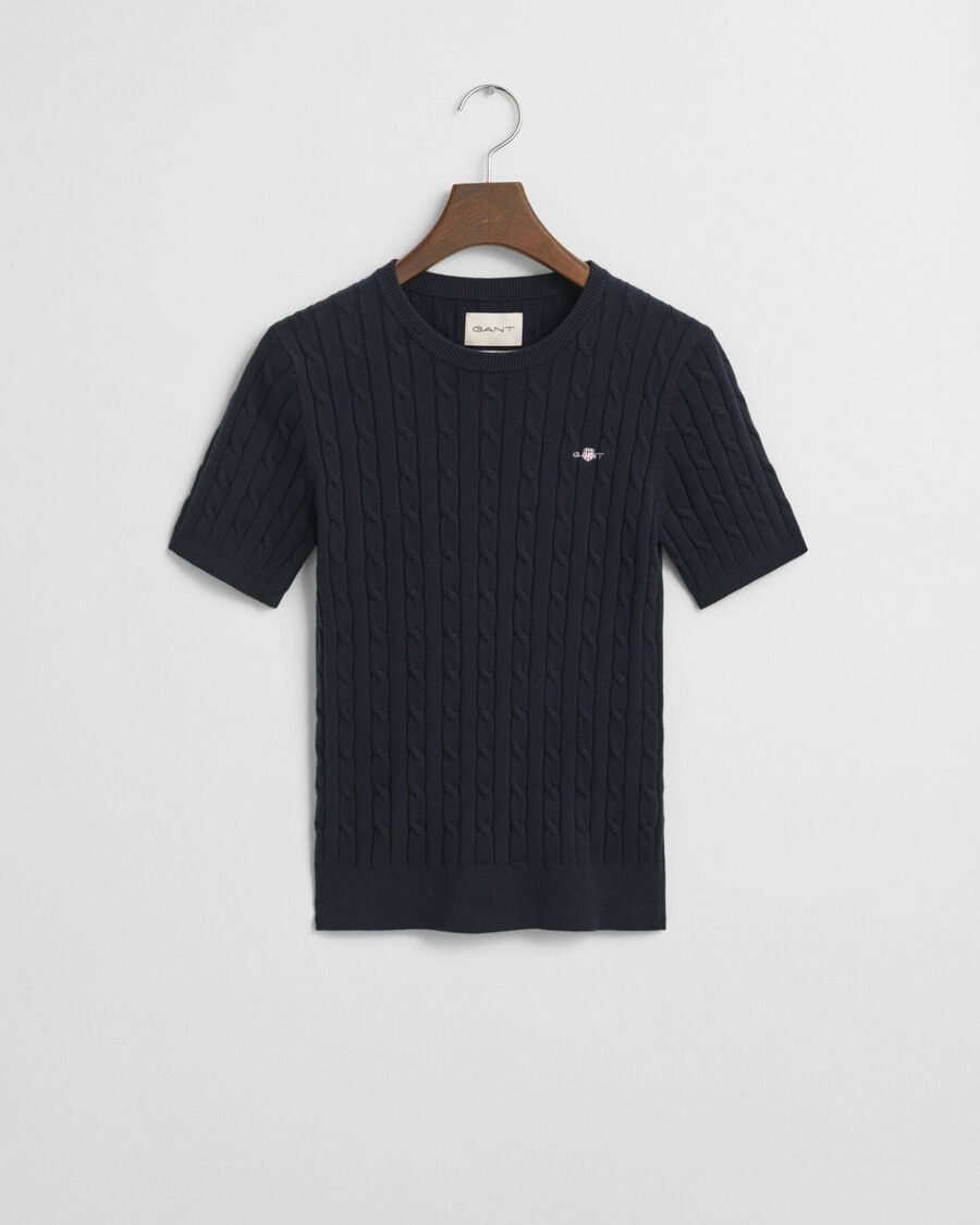 maglione in maglia di cotone elasticizzato - blu sera