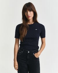 maglione in maglia di cotone elasticizzato - blu sera
