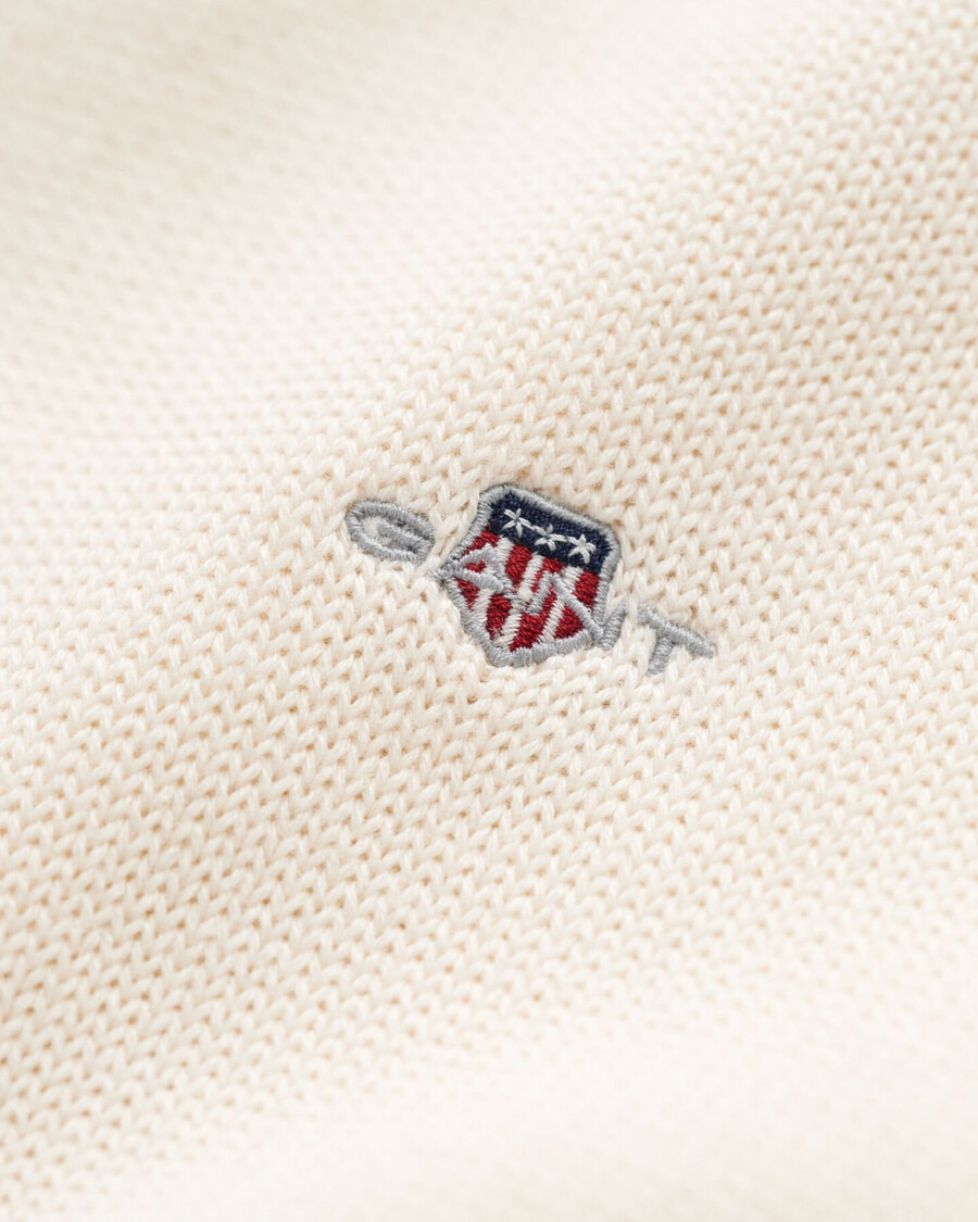 maglione classico in cotone con scollo rotondo - crema