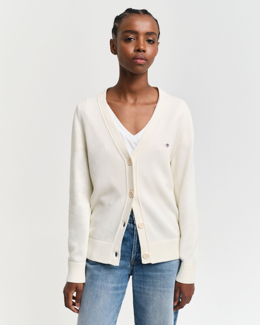 cardigan classico in cotone - crema