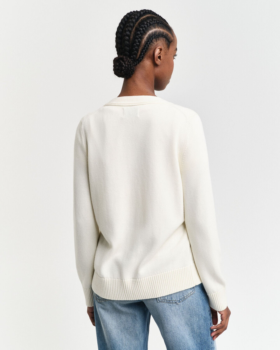 cardigan classico in cotone - crema
