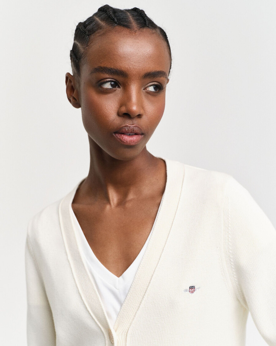 cardigan classico in cotone - crema