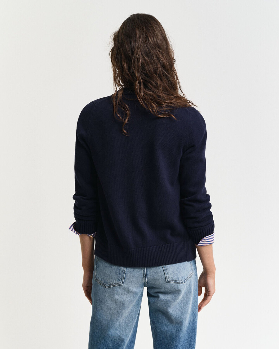 cardigan classico in cotone - blu sera