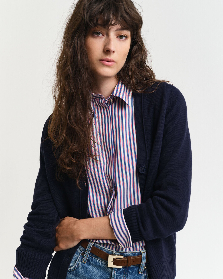 cardigan classico in cotone - blu sera