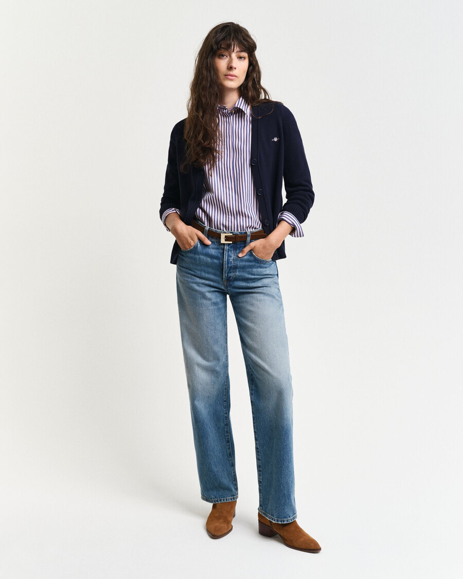 cardigan classico in cotone - blu sera