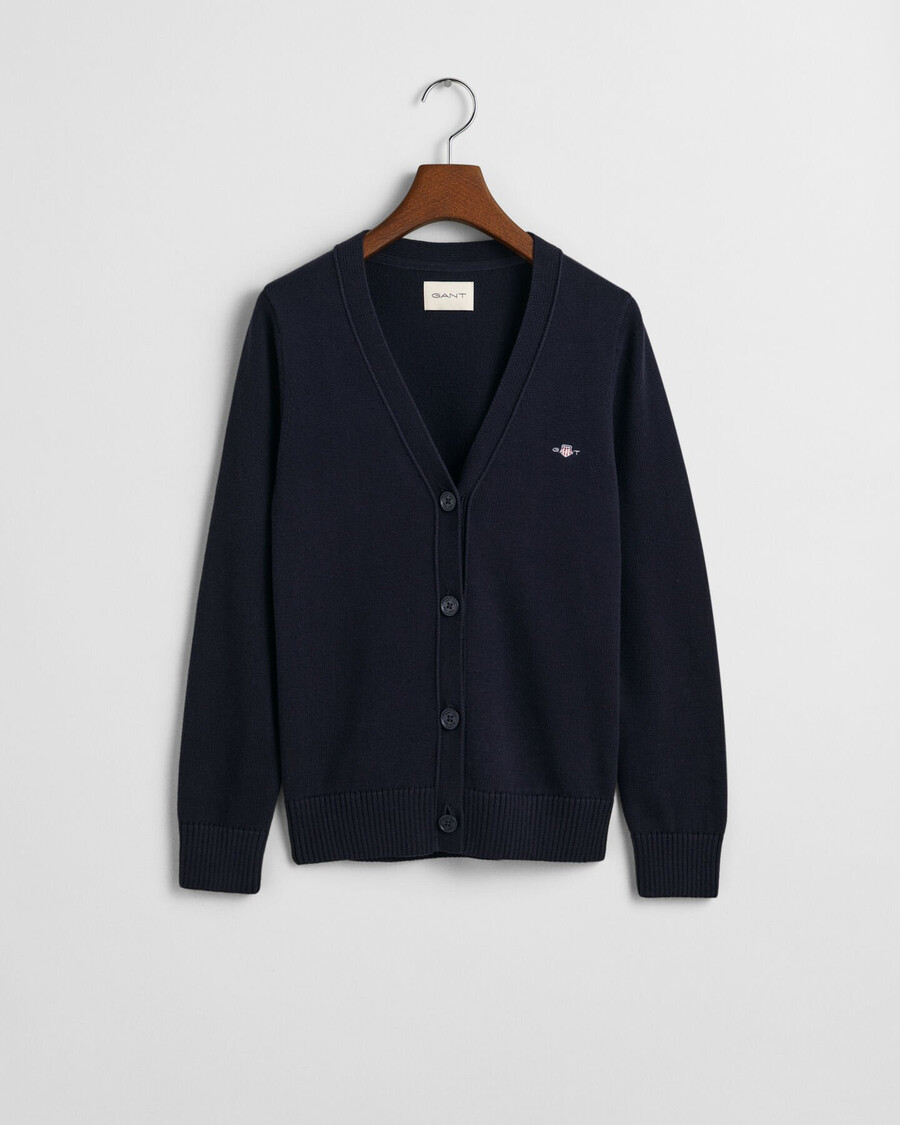 cardigan classico in cotone - blu sera