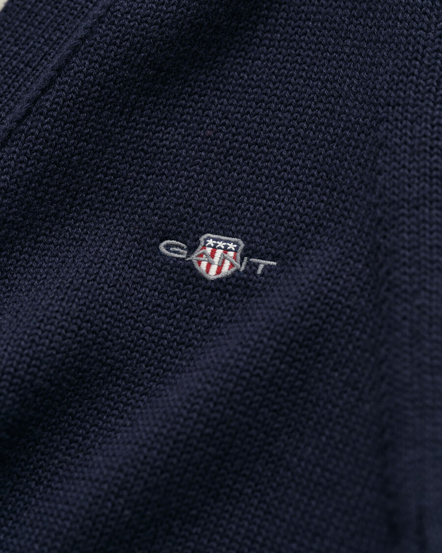cardigan classico in cotone - blu sera