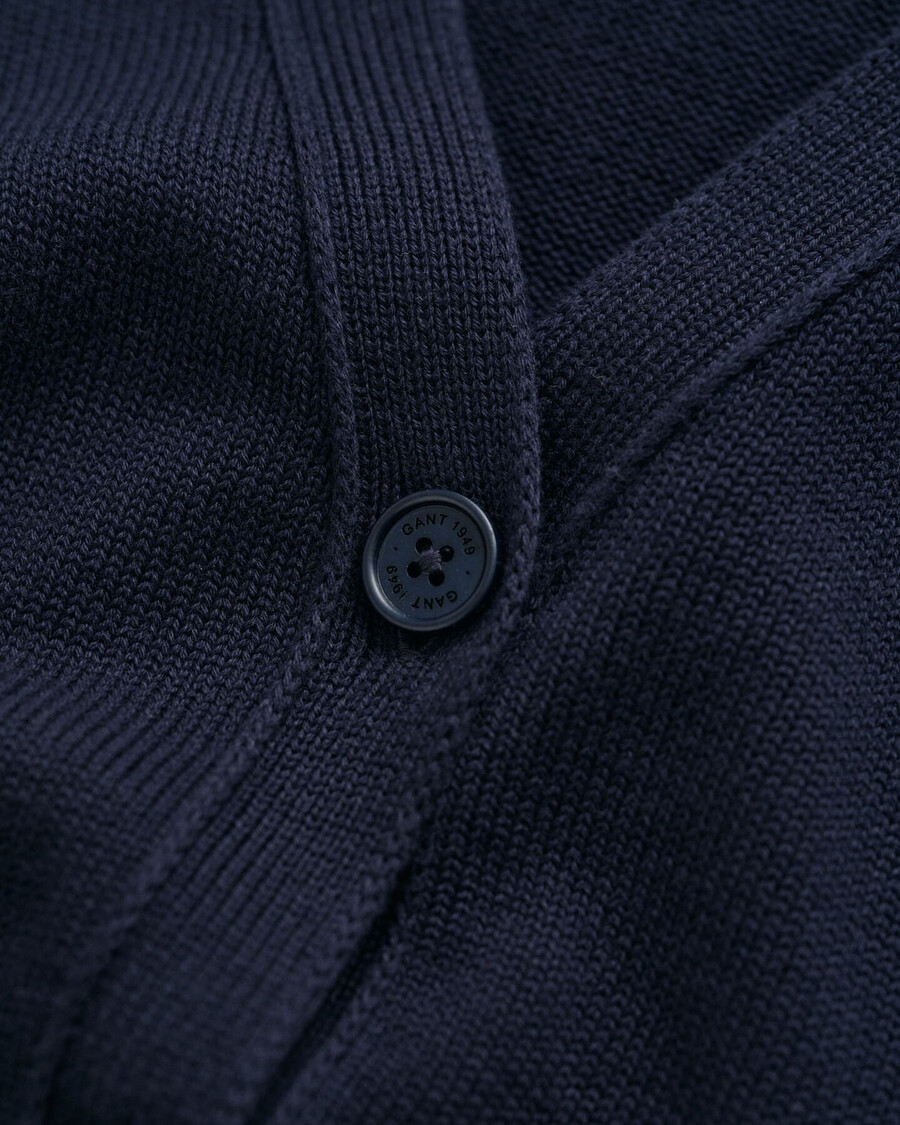 cardigan classico in cotone - blu sera