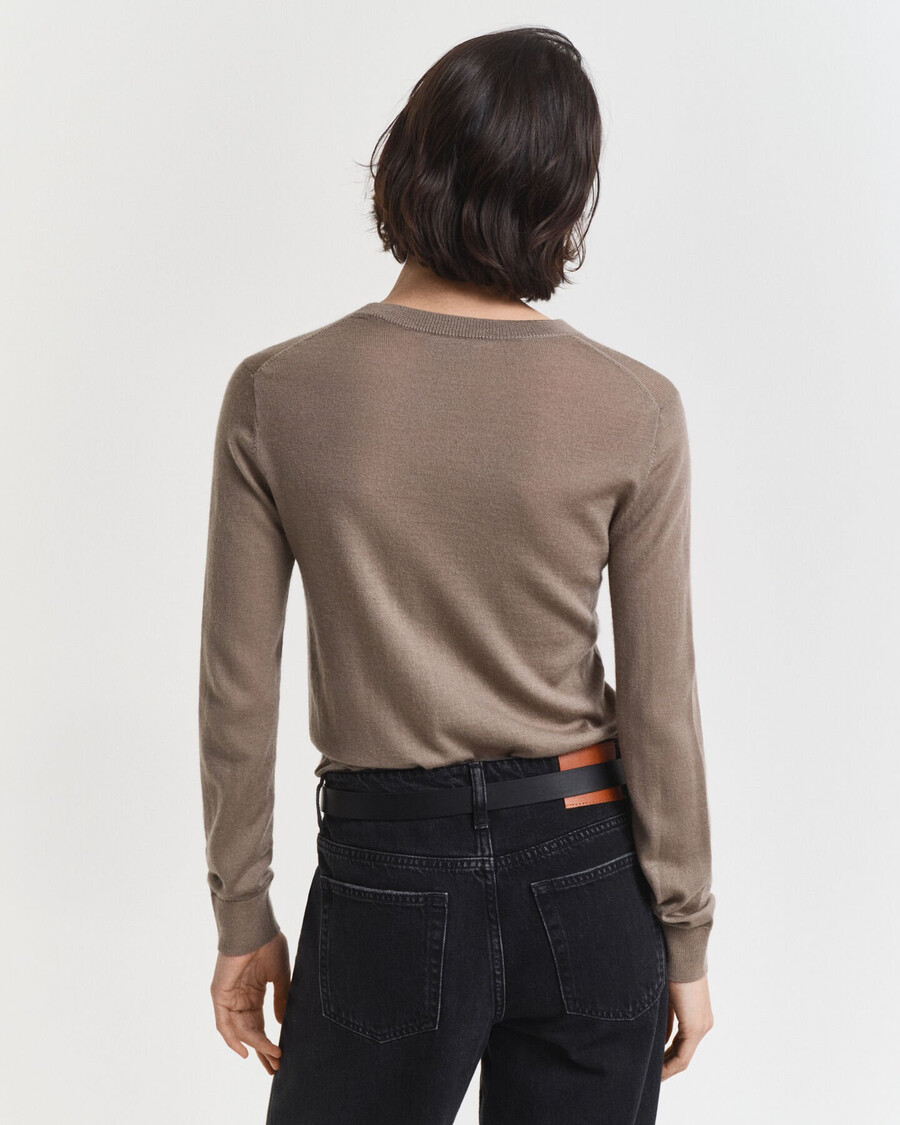 maglione girocollo in lana merino extra fine - beige talpa