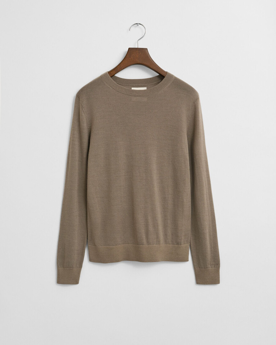 maglione girocollo in lana merino extra fine - beige talpa