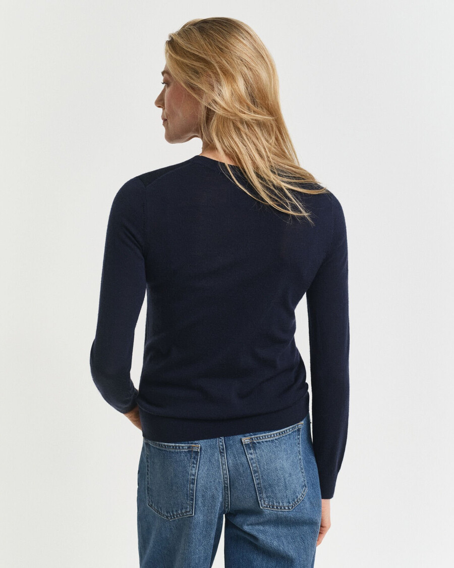 maglione girocollo in lana merino extra fine - blu sera