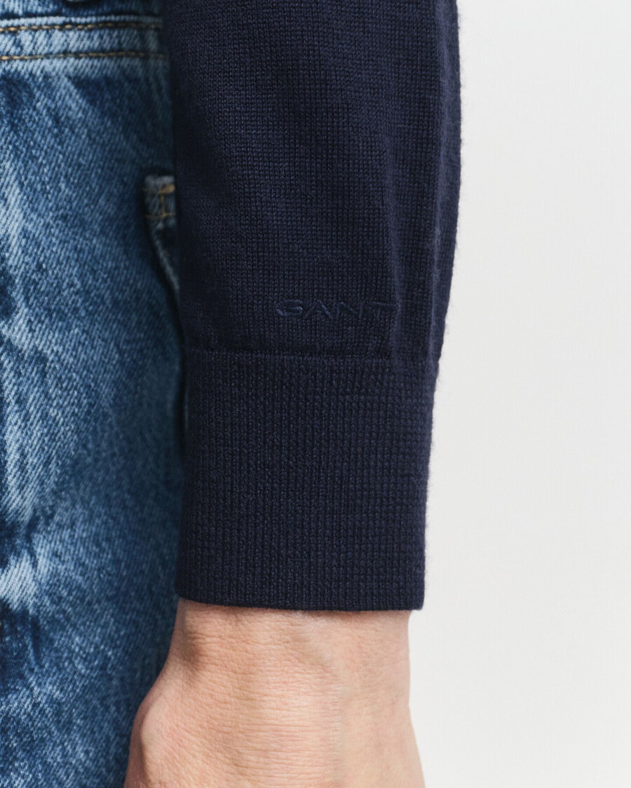 maglione girocollo in lana merino extra fine - blu sera