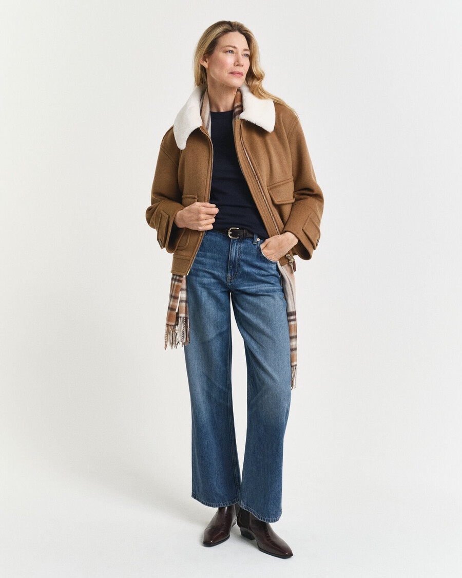 maglione girocollo in lana merino extra fine - blu sera