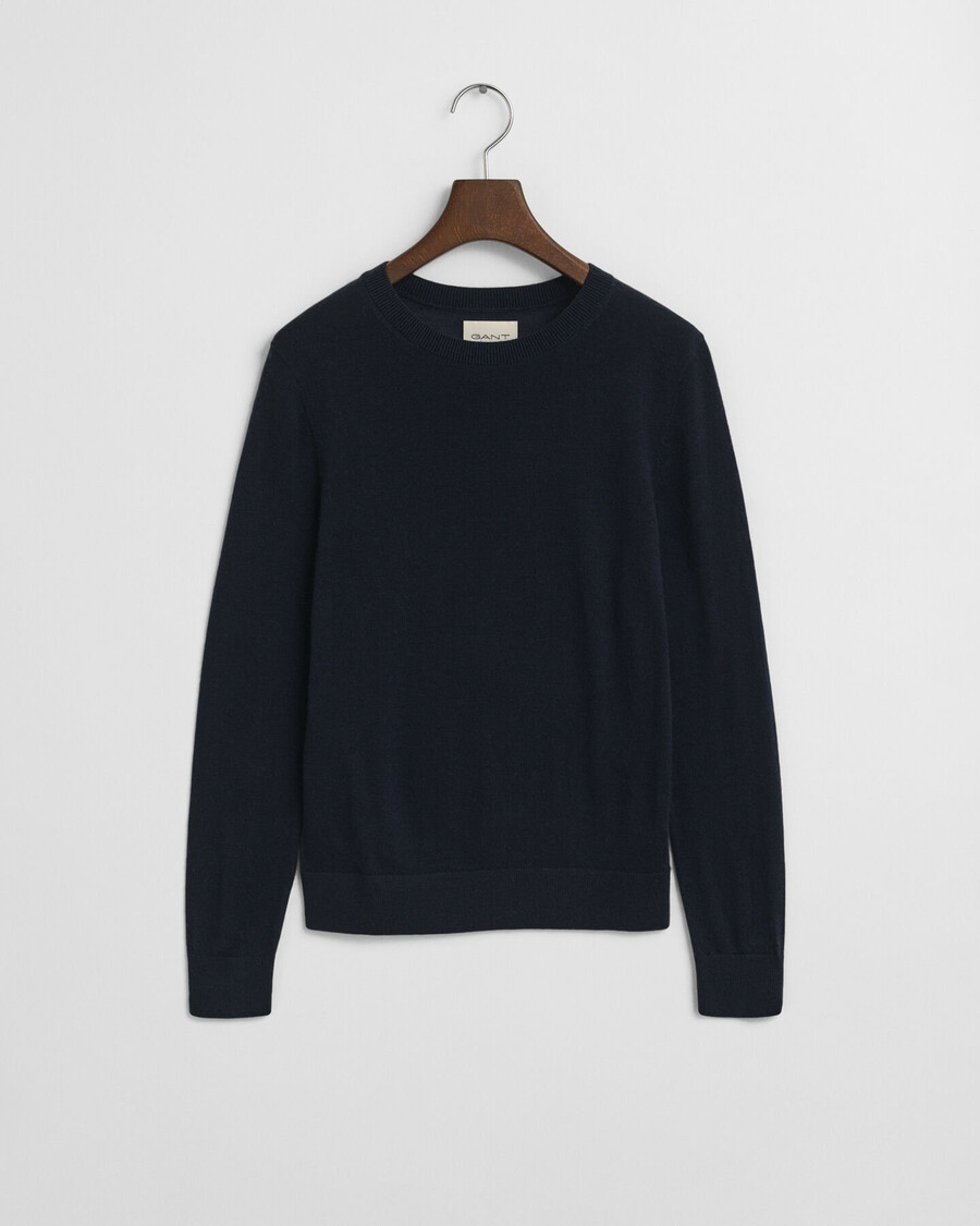 maglione girocollo in lana merino extra fine - blu sera