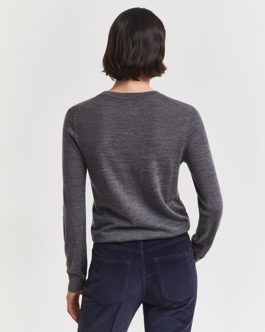 maglione girocollo in lana merino extra fine - charcoal melange