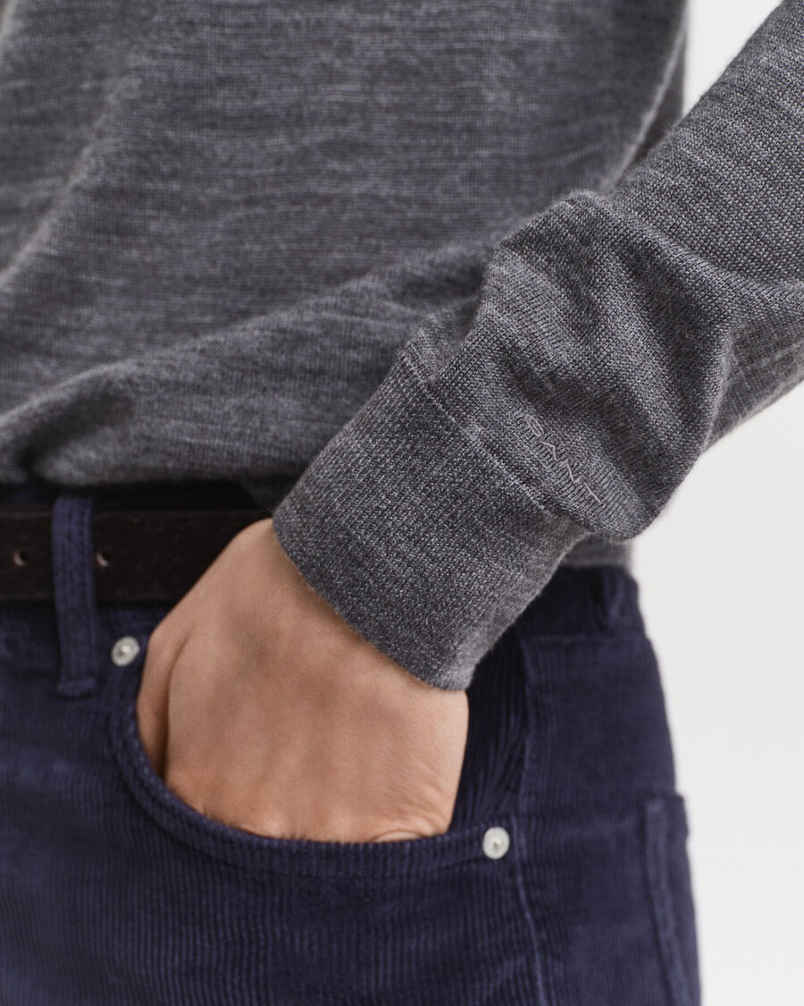maglione girocollo in lana merino extra fine - charcoal melange