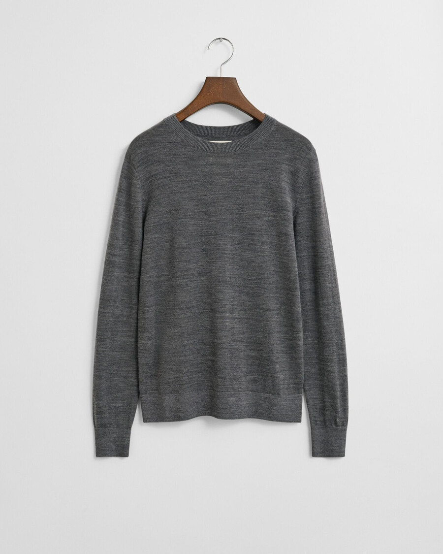 maglione girocollo in lana merino extra fine - charcoal melange