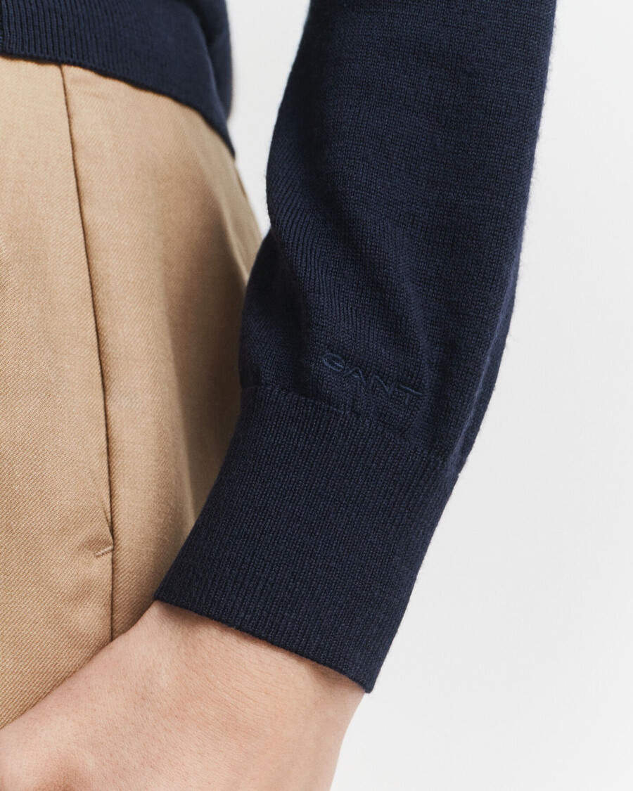 maglione a collo alto in lana merino extra fine - blu sera