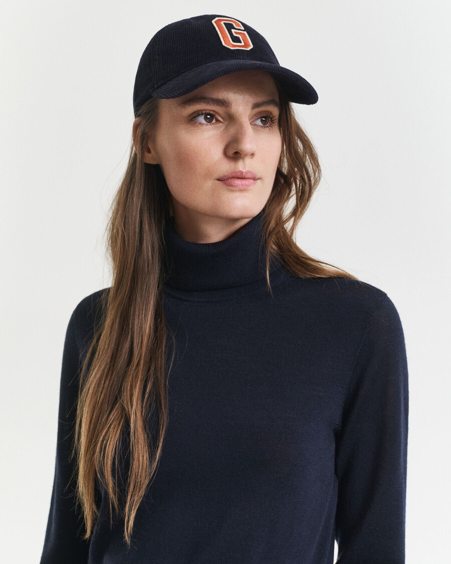 maglione a collo alto in lana merino extra fine - blu sera