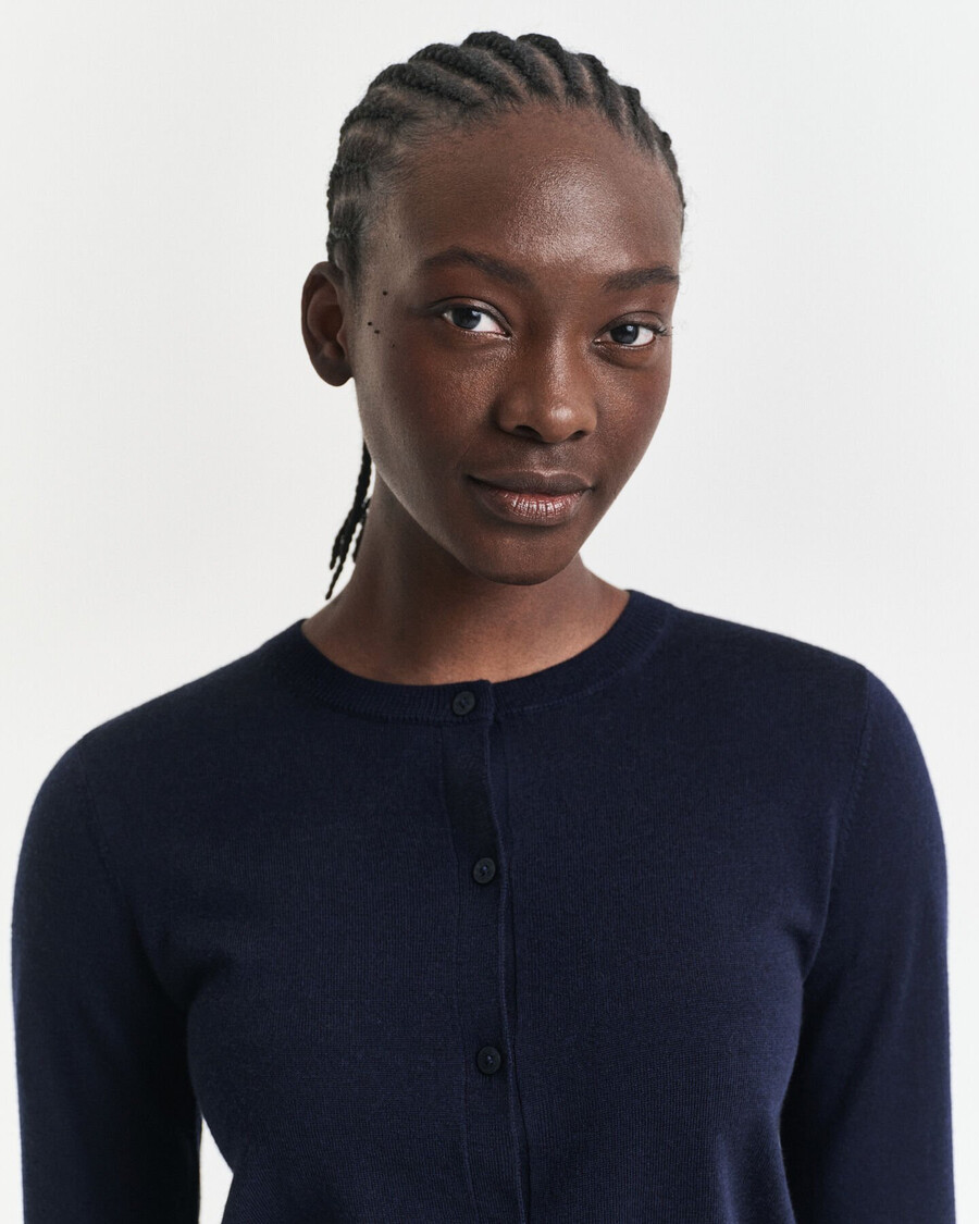 cardigan in lana merino extra fine - blu sera