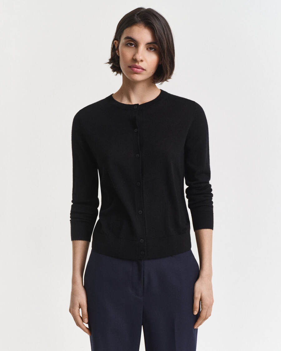 cardigan in lana merino extra fine - nero