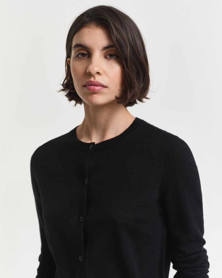 cardigan in lana merino extra fine - nero