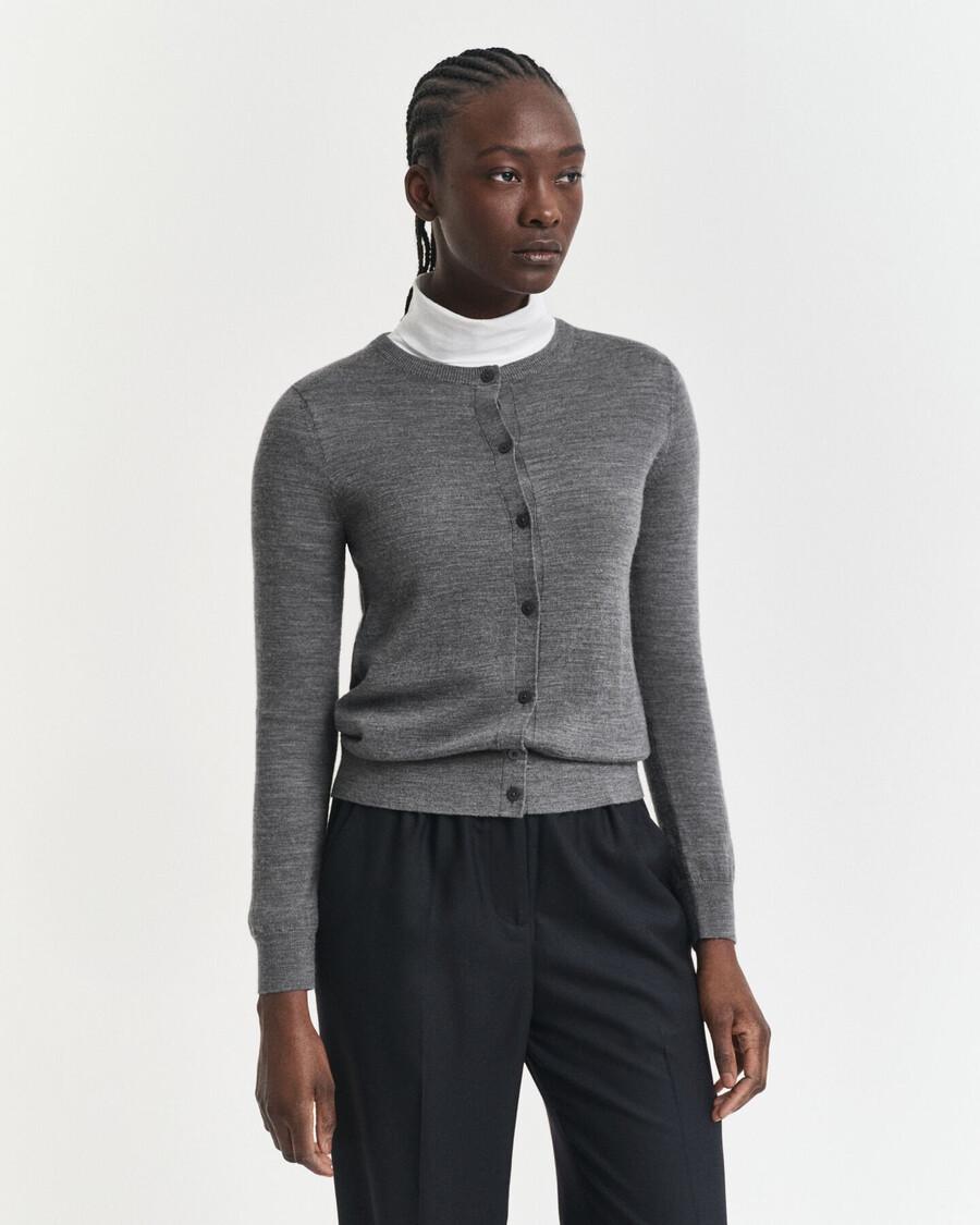 cardigan in lana merino extra fine - charcoal melange