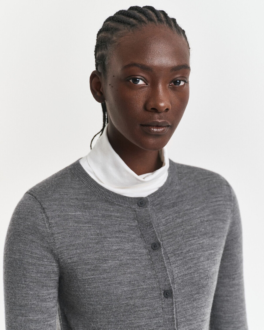 cardigan in lana merino extra fine - charcoal melange
