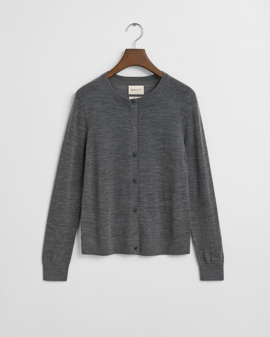 cardigan in lana merino extra fine - charcoal melange