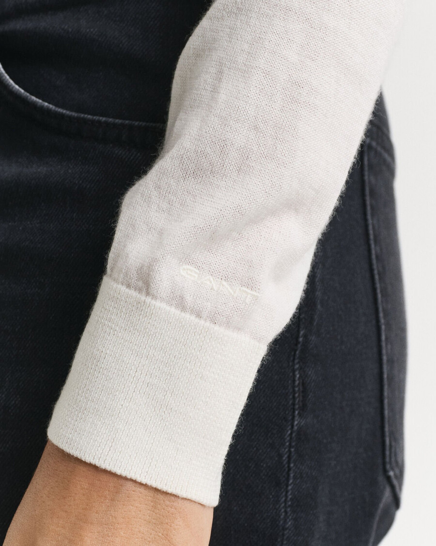 maglione con scollo a v in lana merino extra fine - crema