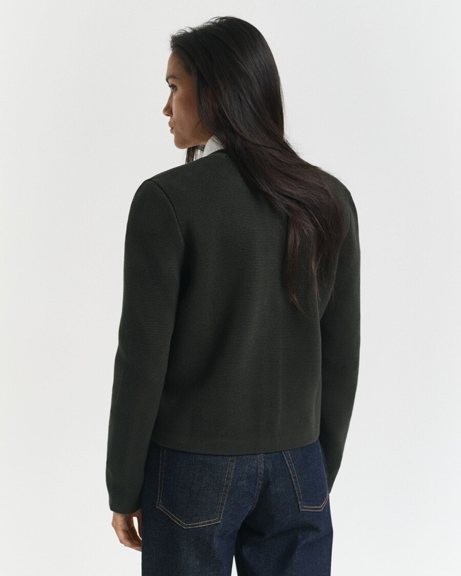 cardigan in maglia a contrasto - verde muschio scuro