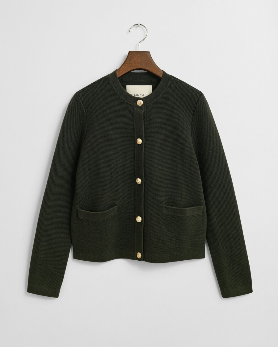 cardigan in maglia a contrasto - verde muschio scuro