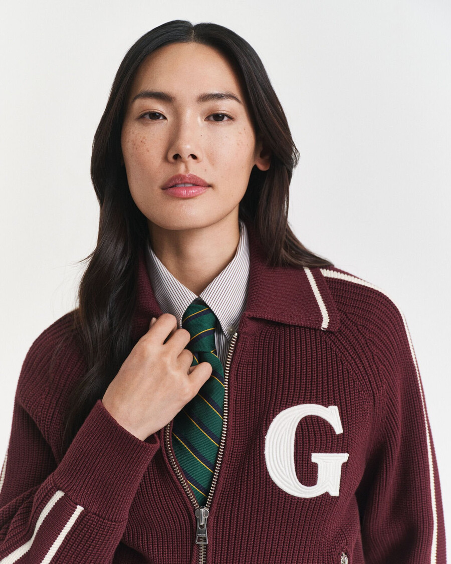 cardigan con cerniera varsity - prugna vino