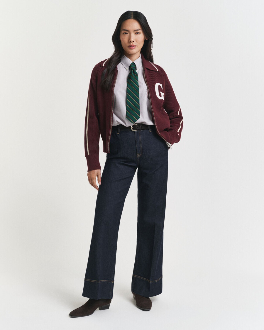 cardigan con cerniera varsity - prugna vino