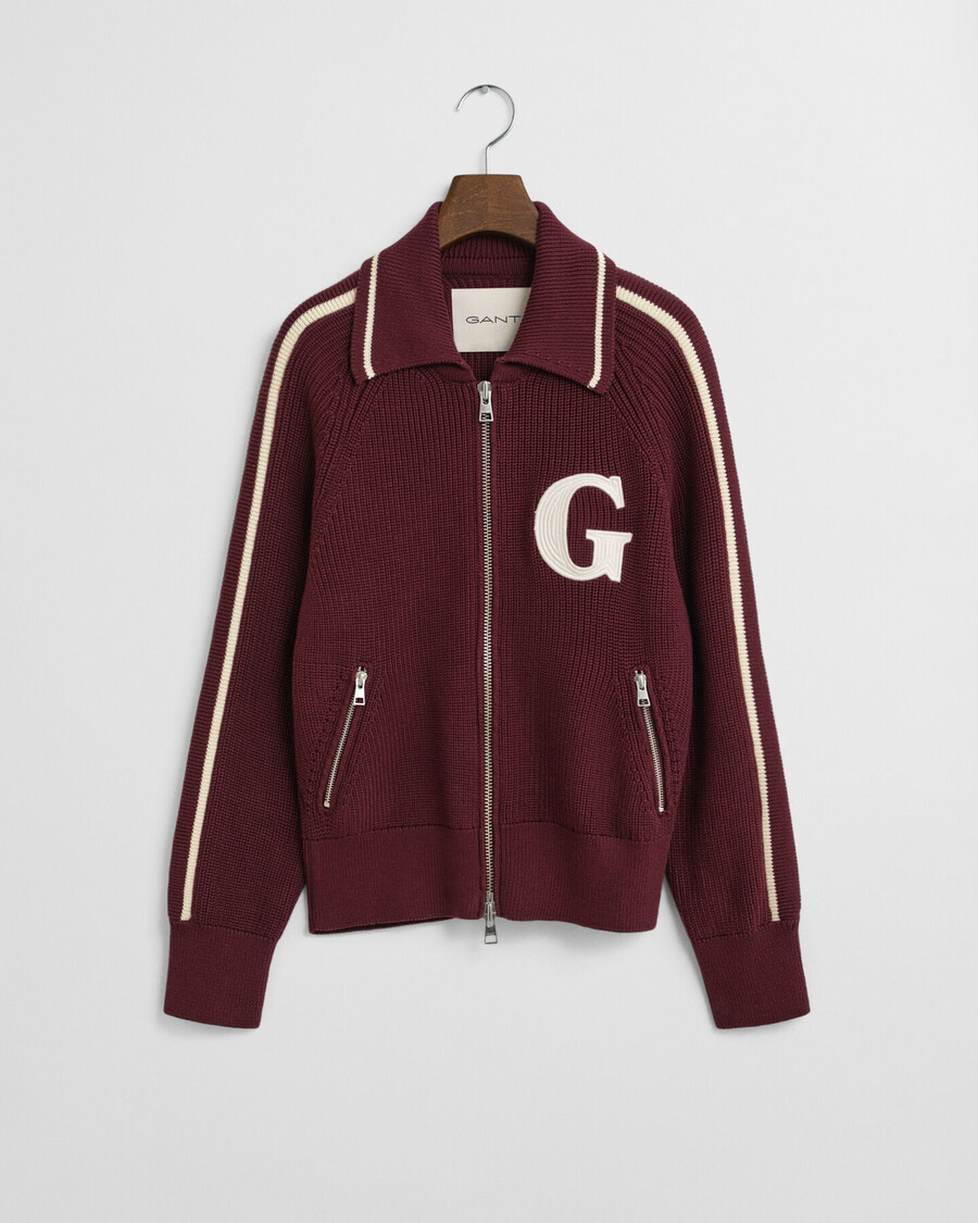 cardigan con cerniera varsity - prugna vino