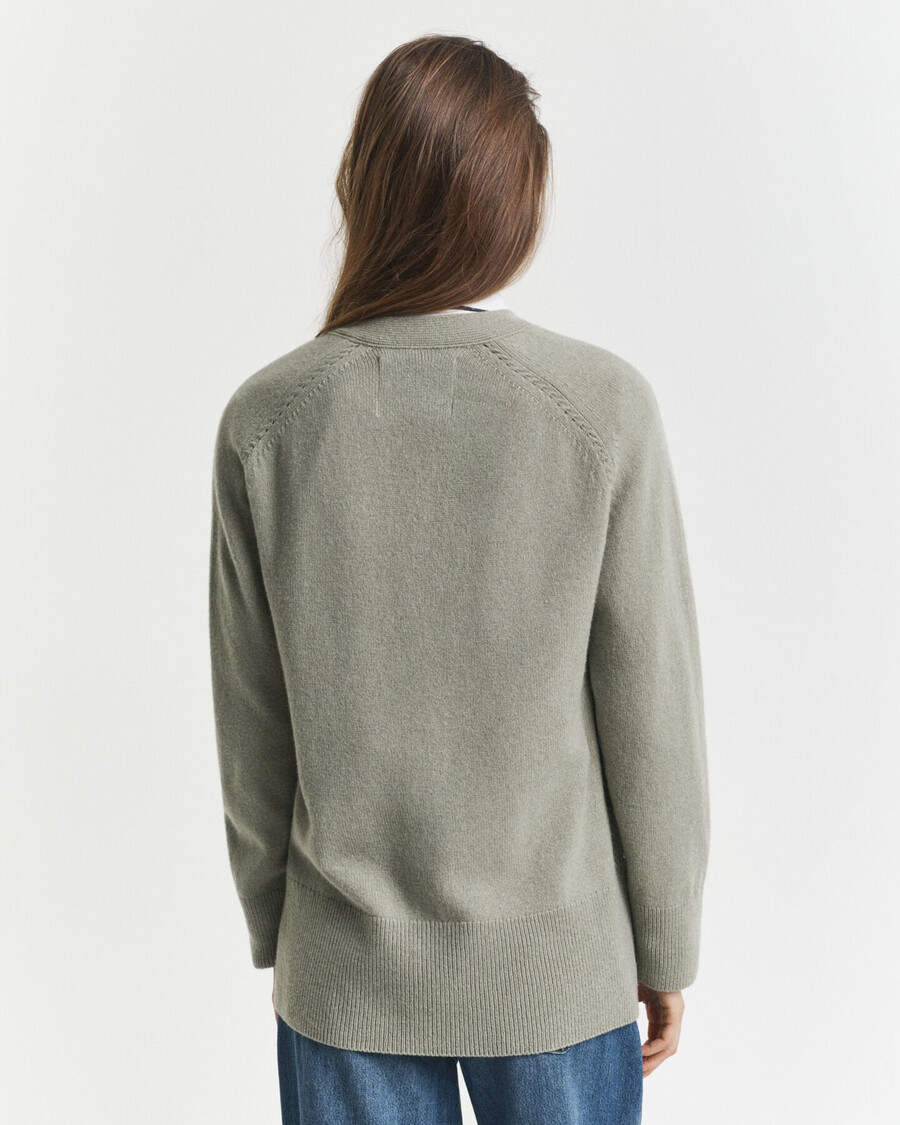 cardigan in misto lana e cashmere - salvia sbiadita