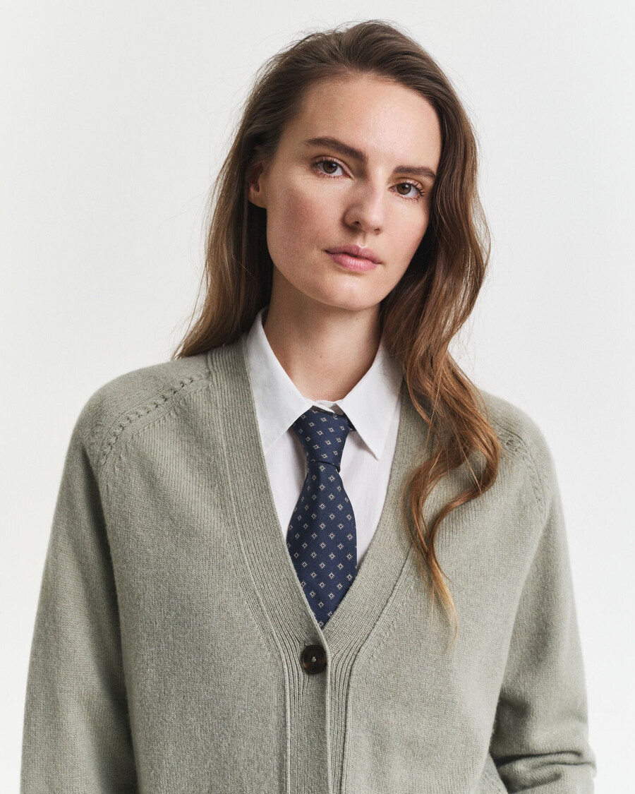 cardigan in misto lana e cashmere - salvia sbiadita