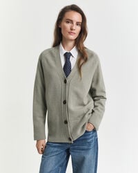 cardigan in misto lana e cashmere - salvia sbiadita