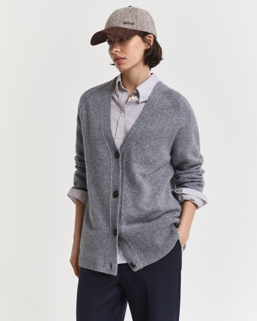 cardigan in misto lana e cashmere - melange antracite
