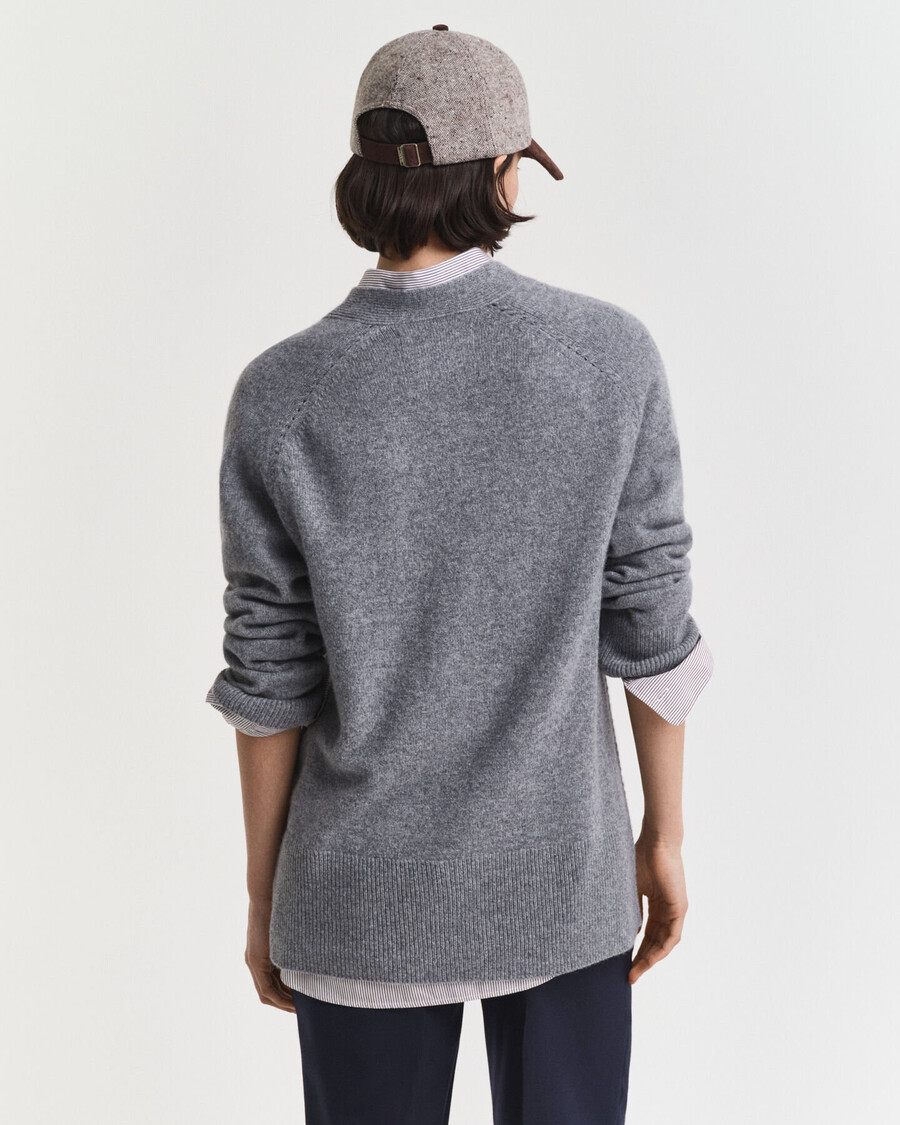 cardigan in misto lana e cashmere - melange antracite