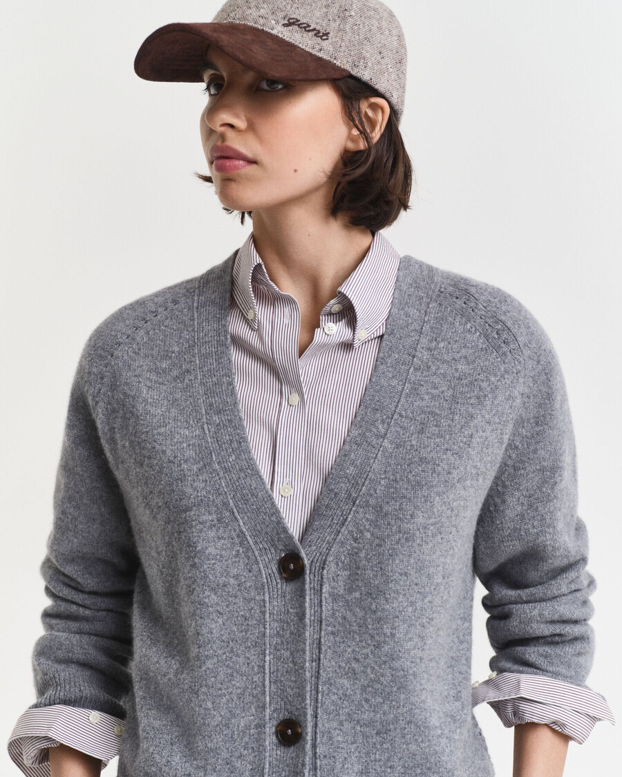 cardigan in misto lana e cashmere - melange antracite