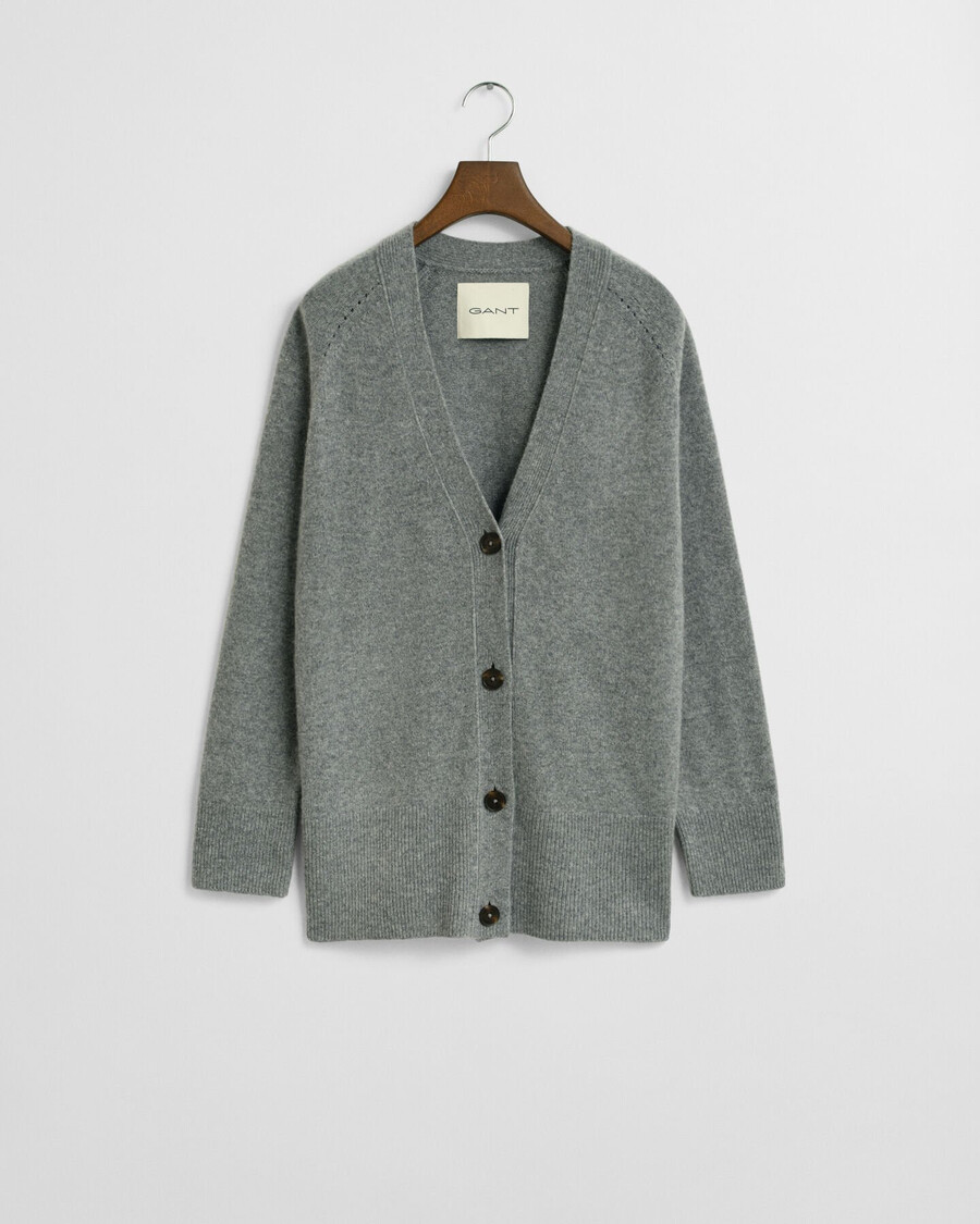 cardigan in misto lana e cashmere - melange antracite