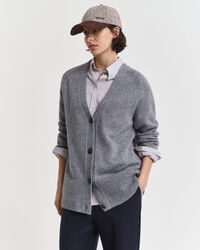 cardigan in misto lana e cashmere - melange antracite
