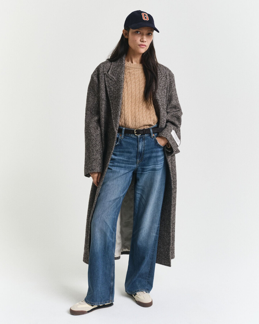 maglione girocollo in cashmere lavorato a maglia a trecce - cachi caldo